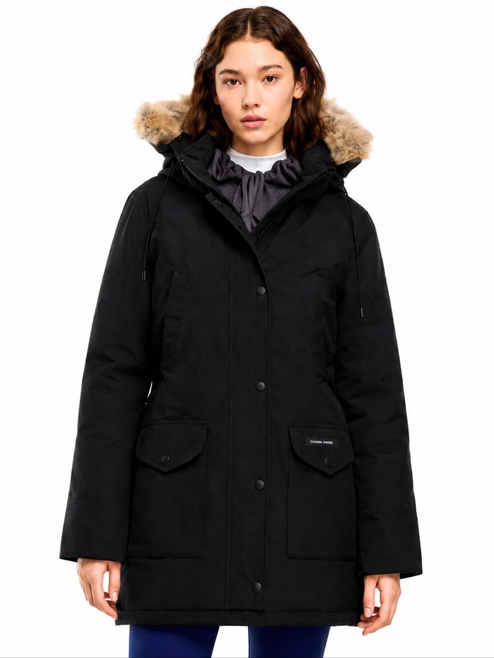 Authentic Canada Goose Womens Black Trillium Parka with Fur Hood